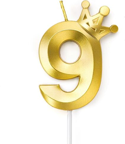 1 Candle for Birthday Cake Girl and Boy, Gold Crown Candle 1, 3.2"/8cm Big Size Glitter Birthday Candle for Cake Decoration Cake Number Toppers in Kuwait