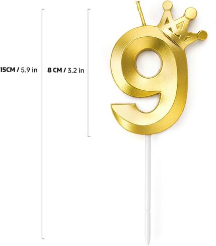 1 Candle for Birthday Cake Girl and Boy, Gold Crown Candle 1, 3.2"/8cm Big Size Glitter Birthday Candle for Cake Decoration Cake Number Toppers in Kuwait