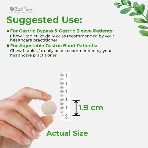 BariSlim Advanced Chewable Bariatric Multivitamin Tablets - Bariatric Vitamin and Supplement for Post Bariatric Surgery Including Gastric Bypass and Gastric Sleeve | Wild Cherry (60 Count) in Kuwait