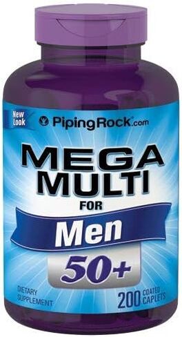 Multivitamin for Men 50 and Over | 200 Caplets | Mega Men Multivitamins | Mega Men 50 Plus | Daily Multivitamin | Non-GMO, Gluten Free Supplement | by Piping Rock in Saudi Arabia