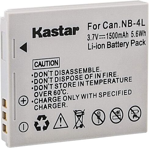 Kastar Battery (2-Pack) for Canon NB-4L, CB-2LV and Canon PowerShot SD1000 SD1100IS SD1400IS SD200 SD30 SD300 SD400 SD430 SD600 in Saudi Arabia