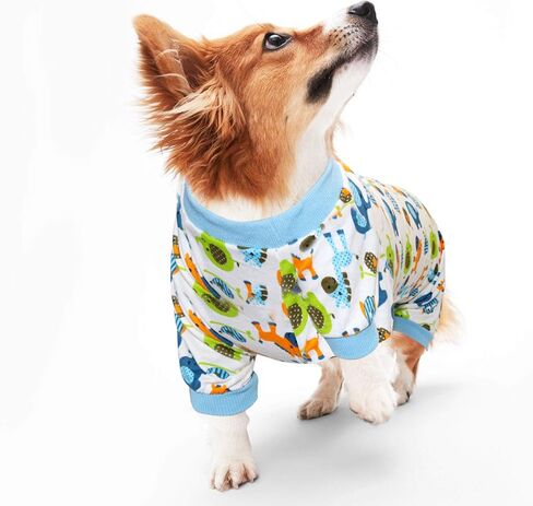 بيجامة Rypet للكلاب الصغيرة مكونة من قطعتين - بيجامة لطيفة للقطط من قطعة واحدة ناعمة وسروال قصير للحيوانات الأليفة وبدلة مريحة للكلاب والقطط الصغيرة (أزرق + أحمر) in Kuwait