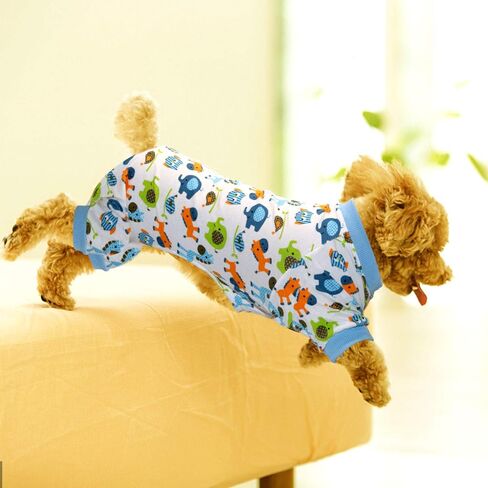 بيجامة Rypet للكلاب الصغيرة مكونة من قطعتين - بيجامة لطيفة للقطط من قطعة واحدة ناعمة وسروال قصير للحيوانات الأليفة وبدلة مريحة للكلاب والقطط الصغيرة (أزرق + أحمر) in Kuwait