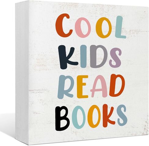 قراءة علامة، قراءة علامة الزاوية، بارد الأطفال قراءة الكتب صندوق خشبي علامة ديكور مكتب، ريفي علامة كتلة خشبية لغرفة القراءة الفصول الدراسية زاوية جدار الطاولة الجرف ديكور 5x5 بوصة in Kuwait