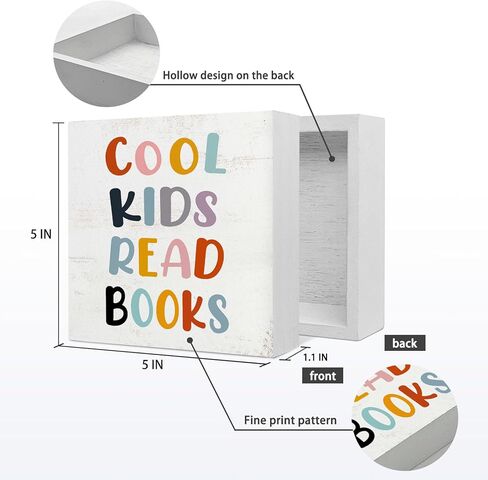 قراءة علامة، قراءة علامة الزاوية، بارد الأطفال قراءة الكتب صندوق خشبي علامة ديكور مكتب، ريفي علامة كتلة خشبية لغرفة القراءة الفصول الدراسية زاوية جدار الطاولة الجرف ديكور 5x5 بوصة in Kuwait