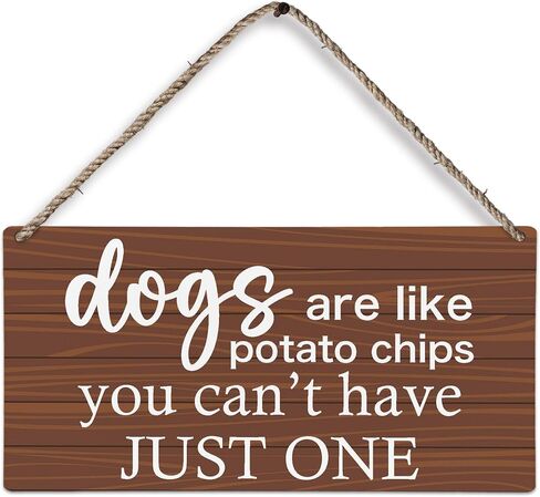 huester Dog Wood Plaque Sign, Dog Signs for Home Decor, Dog Decorations for the Home, Dog Decor for Dog Room, Funny Dog Signs Decor, Dogs are Like Potato Chips One Wall Hanging Decor, 12x6 inches in Saudi Arabia