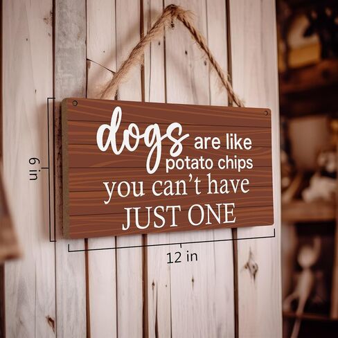 huester Dog Wood Plaque Sign, Dog Signs for Home Decor, Dog Decorations for the Home, Dog Decor for Dog Room, Funny Dog Signs Decor, Dogs are Like Potato Chips One Wall Hanging Decor, 12x6 inches in Saudi Arabia