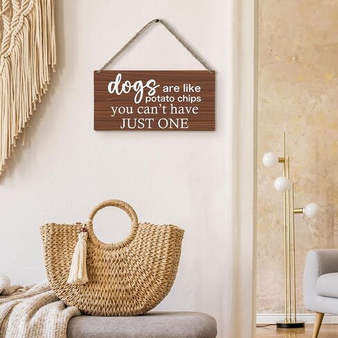 huester Dog Wood Plaque Sign, Dog Signs for Home Decor, Dog Decorations for the Home, Dog Decor for Dog Room, Funny Dog Signs Decor, Dogs are Like Potato Chips One Wall Hanging Decor, 12x6 inches in Saudi Arabia
