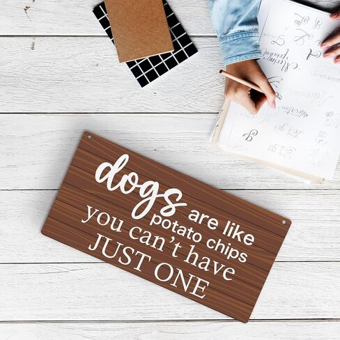 huester Dog Wood Plaque Sign, Dog Signs for Home Decor, Dog Decorations for the Home, Dog Decor for Dog Room, Funny Dog Signs Decor, Dogs are Like Potato Chips One Wall Hanging Decor, 12x6 inches in Saudi Arabia