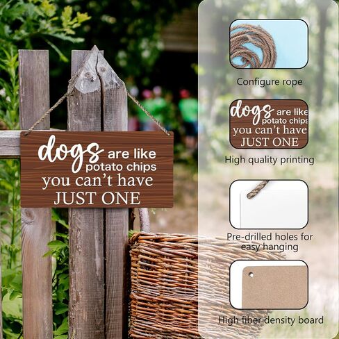 huester Dog Wood Plaque Sign, Dog Signs for Home Decor, Dog Decorations for the Home, Dog Decor for Dog Room, Funny Dog Signs Decor, Dogs are Like Potato Chips One Wall Hanging Decor, 12x6 inches in Saudi Arabia