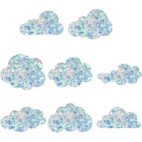 GORGECRAFT 16Pcs 8 Styles Cloud Window Clings Prism Window Stickers Static Window Decals Rainbow Suncatchers Non Adhesive Vinyl Film for Glass Sliding Door Windows Prevent Birds Strike