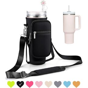 Carrier Bag with Phone Pocket for Stanley 40 oz Tumbler with Handle & Simple Modern 40oz Tumbler - Water Bottle Sling Sleeve Holder for Stanley Cup Accessories with Adjustable Shoulder & Hand Strap