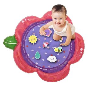 LaLa Lou Kids Tummy Time Mat, Premium XL Inflatable Water Tummy Time Play Mat with Stimulation Toys Promoting Motor Skills and Muscles Development in Infants and Toddlers, Enchanted Flower