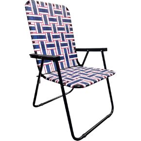EasyGo Product Lawn Chair Folding Steel Webbing Chaise Patio Lounger Seat Wood Handles for Camping, Beach, Fishing, Backyard, Stadium, Pool, Boating, and Sports, 1 Pack, Black/Grey in Saudi Arabia