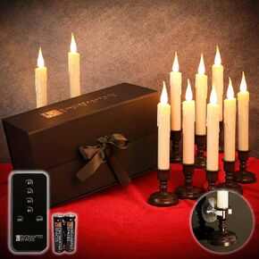 مجموعة Enchanted Spaces مكونة من 10 شموع عاجية عديمة اللهب بمؤقت يومي مع حامل شموع برونزية قابلة للإزالة، 20 بطارية AA، جهاز تحكم عن بعد مع مؤقت يومي، أكواب شفط للنافذة in Kuwait