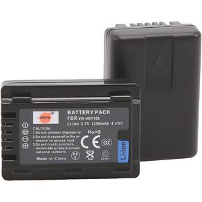 QIAOJINLIN DSTE 3.7V 1250mAh 2-Pack VBY100 بطارية ليثيوم أيون قابلة لإعادة الشحن، بطارية بديلة متوافقة مع كاميرا باناسونيك HC-V110 HC-V110K HC-V110G HC-V110GK-K in Kuwait