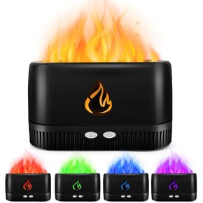 Flame Essential Oil Diffuser, Augot Aroma Diffuser with 5 Colors Changing Flame Light, Air Humidifier Scent Diffuser with No-Water Auto-Off Protection, Noiseless Diffuser for Spa Home Office or Yoga in Kuwait