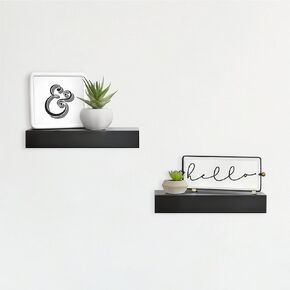 MCS Floating Shelf, Room Decor Wooden Shelf, White, 12 x 8 Inch, Set of 2