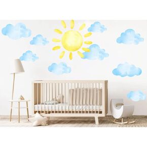 ملصقات حائط كبيرة بتصميم شمس وسحب، ملصقات حائط بتصميم سحاب، ملصقات حائط قابلة للازالة للاطفال، ملصقات حائط قابلة للازالة لتزيين غرفة الاطفال وغرفة النوم in Kuwait