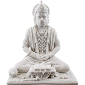 Top Collection 8" Hanuman Hindu Statue in White Marble Finish - Hindu God of Strength Figurine in Saudi Arabia