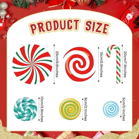 Pasimy 43 Pcs Glow in The Dark Christmas Floor Decals Large Size Christmas Peppermint Wall Stickers Christmas Candy Window Decals for Xmas Holiday Party Decorations, Green Luminous in Saudi Arabia