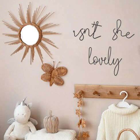 Ajqiomh Isn't She Lovely Metal Wall Art، ديكور جدار حضانة طفلة، ديكور حضانة بوهو للفتيات، فن الكلمات ديكور غرفة طفلة لحضانة (ذهبي) in Kuwait