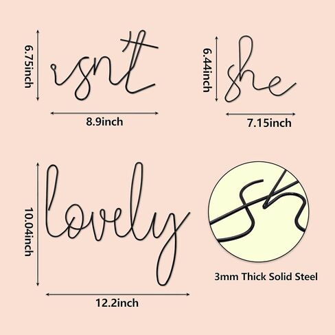 Ajqiomh Isn't She Lovely Metal Wall Art، ديكور جدار حضانة طفلة، ديكور حضانة بوهو للفتيات، فن الكلمات ديكور غرفة طفلة لحضانة (ذهبي) in Kuwait