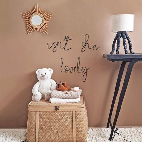 Ajqiomh Isn't She Lovely Metal Wall Art، ديكور جدار حضانة طفلة، ديكور حضانة بوهو للفتيات، فن الكلمات ديكور غرفة طفلة لحضانة (ذهبي) in Kuwait