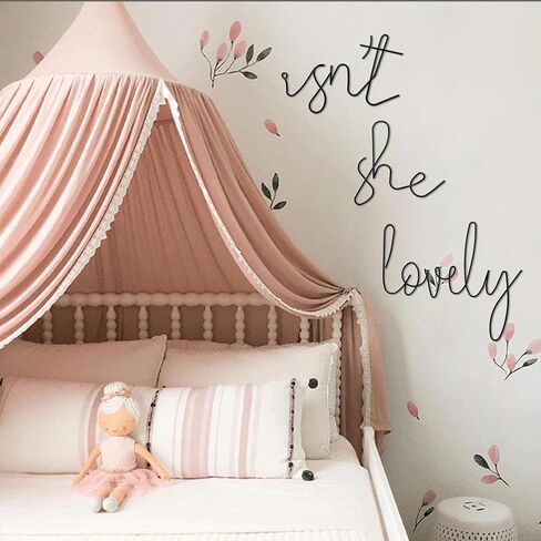 Ajqiomh Isn't She Lovely Metal Wall Art، ديكور جدار حضانة طفلة، ديكور حضانة بوهو للفتيات، فن الكلمات ديكور غرفة طفلة لحضانة (ذهبي) in Kuwait