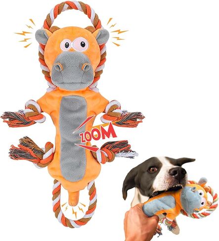 FUNCREVITY Indestructible Squeaky Dog Rope Toys for Big Dogs Tough Chew and Tug Play for Aggressive Chewers Big Breed Crinkle Dog Toy Durable and Interactive Puppy Playtime Large Size in Kuwait