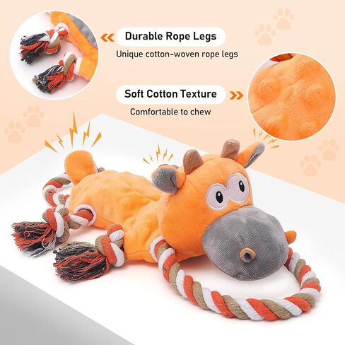 FUNCREVITY Indestructible Squeaky Dog Rope Toys for Big Dogs Tough Chew and Tug Play for Aggressive Chewers Big Breed Crinkle Dog Toy Durable and Interactive Puppy Playtime Large Size in Kuwait