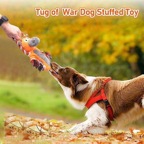 FUNCREVITY Indestructible Squeaky Dog Rope Toys for Big Dogs Tough Chew and Tug Play for Aggressive Chewers Big Breed Crinkle Dog Toy Durable and Interactive Puppy Playtime Large Size in Kuwait