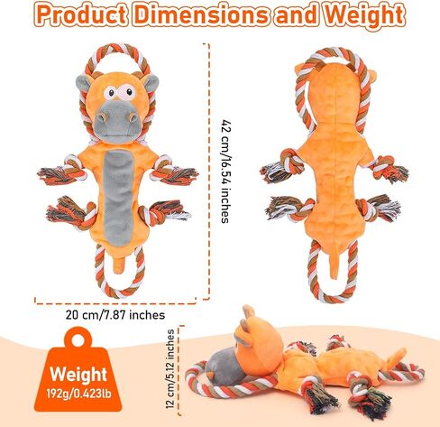 FUNCREVITY Indestructible Squeaky Dog Rope Toys for Big Dogs Tough Chew and Tug Play for Aggressive Chewers Big Breed Crinkle Dog Toy Durable and Interactive Puppy Playtime Large Size in Kuwait