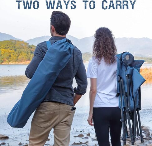 PORTAL Oversized Folding High Back Portable Lawn Chairs for Adults Outdoor Camp Sports Hunting Fishing Backyard with Hard Armrest Cup Holder Carrying Strap, Supports 400LBS, Green in Kuwait