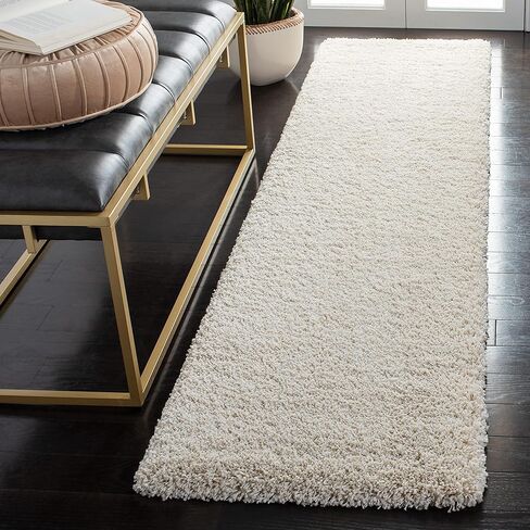 SAFAVIEH Milan Shag Collection Runner Rug - 2' x 12', Ivory, Solid Design, Non-Shedding & Easy Care, 2-inch Thick Ideal for High Traffic Areas in Living Room, Bedroom (SG180-1212) in Saudi Arabia