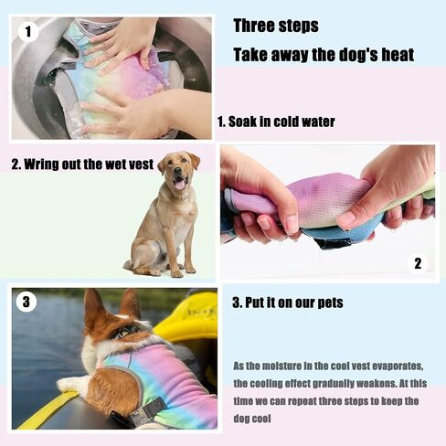 Dog Cooling Vest, Dog Cooling Jacket, Water Evaporative Cooling Vest for Hot Weather, Adjustable for Small to Medium Dog Training (M, Iridescent) in Saudi Arabia