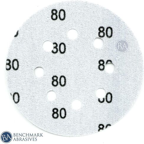 Benchmark Abrasives 5" Premium Ceramic 8 Holes Film Backed Hook and Loop Discs for Sanding of Metals Non-Ferrous Metals Wood Plastic Fiberglass (Pack of 50) - 120 Grit in Saudi Arabia
