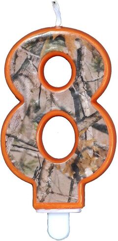 Havercamp Next Camo Party Birthday Number 8" Candle | 1 Count | Great for Hunter Themed Party, Camouflage Motif, Birthday Event, Graduation Party, Father's Day Celebration, Wedding Anniversary in Saudi Arabia