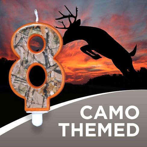 Havercamp Next Camo Party Birthday Number 8" Candle | 1 Count | Great for Hunter Themed Party, Camouflage Motif, Birthday Event, Graduation Party, Father's Day Celebration, Wedding Anniversary in Saudi Arabia