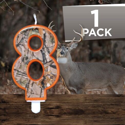 Havercamp Next Camo Party Birthday Number 8" Candle | 1 Count | Great for Hunter Themed Party, Camouflage Motif, Birthday Event, Graduation Party, Father's Day Celebration, Wedding Anniversary in Saudi Arabia