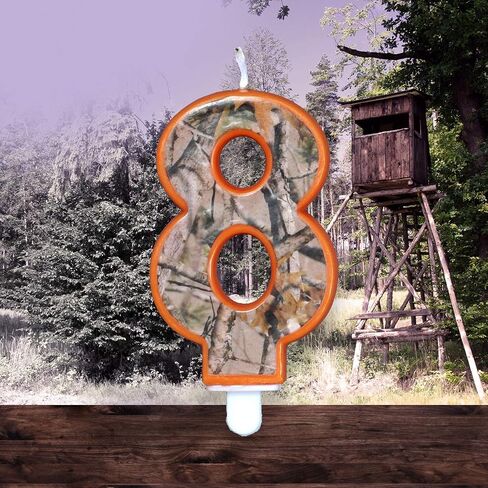 Havercamp Next Camo Party Birthday Number 8" Candle | 1 Count | Great for Hunter Themed Party, Camouflage Motif, Birthday Event, Graduation Party, Father's Day Celebration, Wedding Anniversary in Saudi Arabia