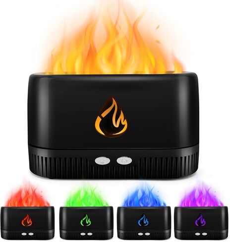 Flame Essential Oil Diffuser, Augot Aroma Diffuser with 5 Colors Changing Flame Light, Air Humidifier Scent Diffuser with No-Water Auto-Off Protection, Noiseless Diffuser for Spa Home Office or Yoga in Kuwait