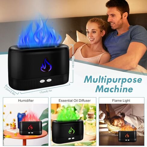 Flame Essential Oil Diffuser, Augot Aroma Diffuser with 5 Colors Changing Flame Light, Air Humidifier Scent Diffuser with No-Water Auto-Off Protection, Noiseless Diffuser for Spa Home Office or Yoga in Kuwait