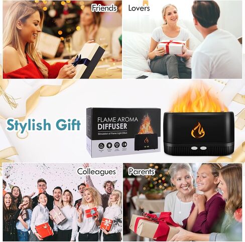 Flame Essential Oil Diffuser, Augot Aroma Diffuser with 5 Colors Changing Flame Light, Air Humidifier Scent Diffuser with No-Water Auto-Off Protection, Noiseless Diffuser for Spa Home Office or Yoga in Kuwait