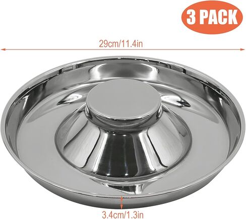 PetierWeit [3 PCS] Puppy Dog Food and Water Bowl with Raised Center Stainless Steel Diameter:11.4in/29 cm - Suitable for Small/Medium/Large Dogs in Kuwait