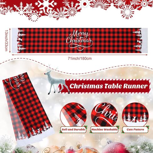 4 Pcs Christmas Covers for Chairs Buffalo Chair Covers with Red Black Buffalo Plaid Table Runner Christmas Dining Chair Cover Santa Hat Slipcover Xmas Chair Back Cover for Holiday Party Decoration in Saudi Arabia