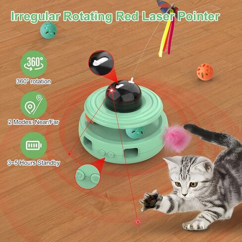 doopo Cat Toys 5 in 1 Automatic Interactive Kitten Toy, Laser Pointer, Catnip, Track Balls, Fluttering Butterfly, Moving Ambush Feather, Dual Power Supplies, Cat Toys for Bored Indoor Adult Cats Dogs in Kuwait