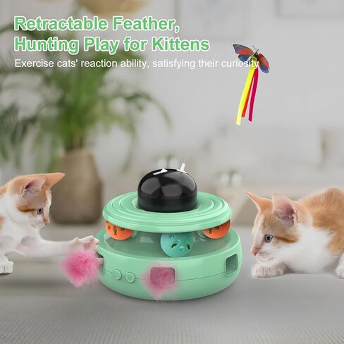 doopo Cat Toys 5 in 1 Automatic Interactive Kitten Toy, Laser Pointer, Catnip, Track Balls, Fluttering Butterfly, Moving Ambush Feather, Dual Power Supplies, Cat Toys for Bored Indoor Adult Cats Dogs in Kuwait