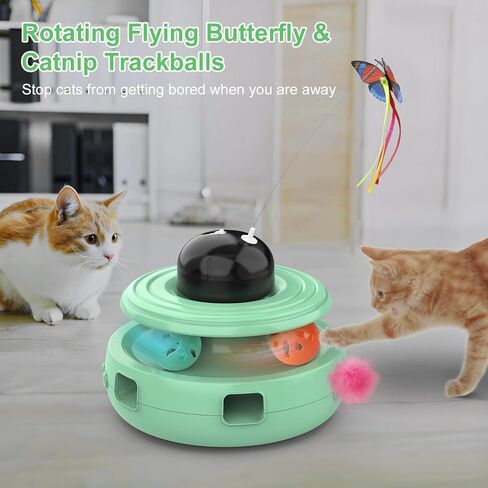 doopo Cat Toys 5 in 1 Automatic Interactive Kitten Toy, Laser Pointer, Catnip, Track Balls, Fluttering Butterfly, Moving Ambush Feather, Dual Power Supplies, Cat Toys for Bored Indoor Adult Cats Dogs in Kuwait