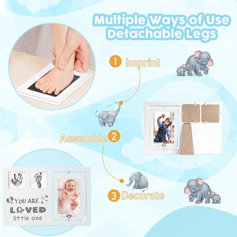 ZCPTZ - مجموعة أدوات بصمة اليد والقدم للأطفال - إطار صورة تذكار للطفل حديث الولادة، هدايا مخصصة للأطفال للأولاد والبنات، هدايا استحمام للأم الجديدة، مجموعة بصمة قدم الطفل in Kuwait